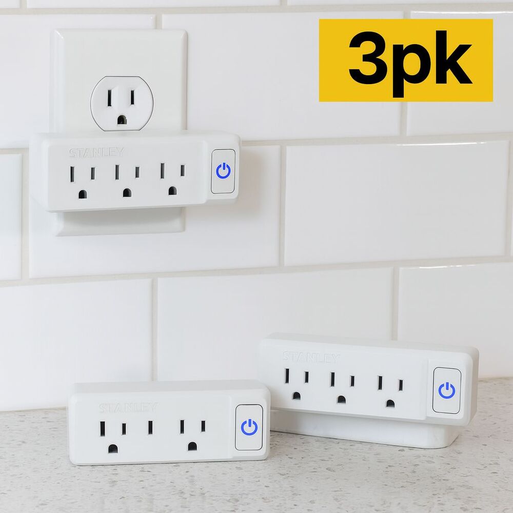 Stanley PlugMax ECO 3-Outlet Wall Adapter 30316 – 3-Pack | Lighted On/Off Switch